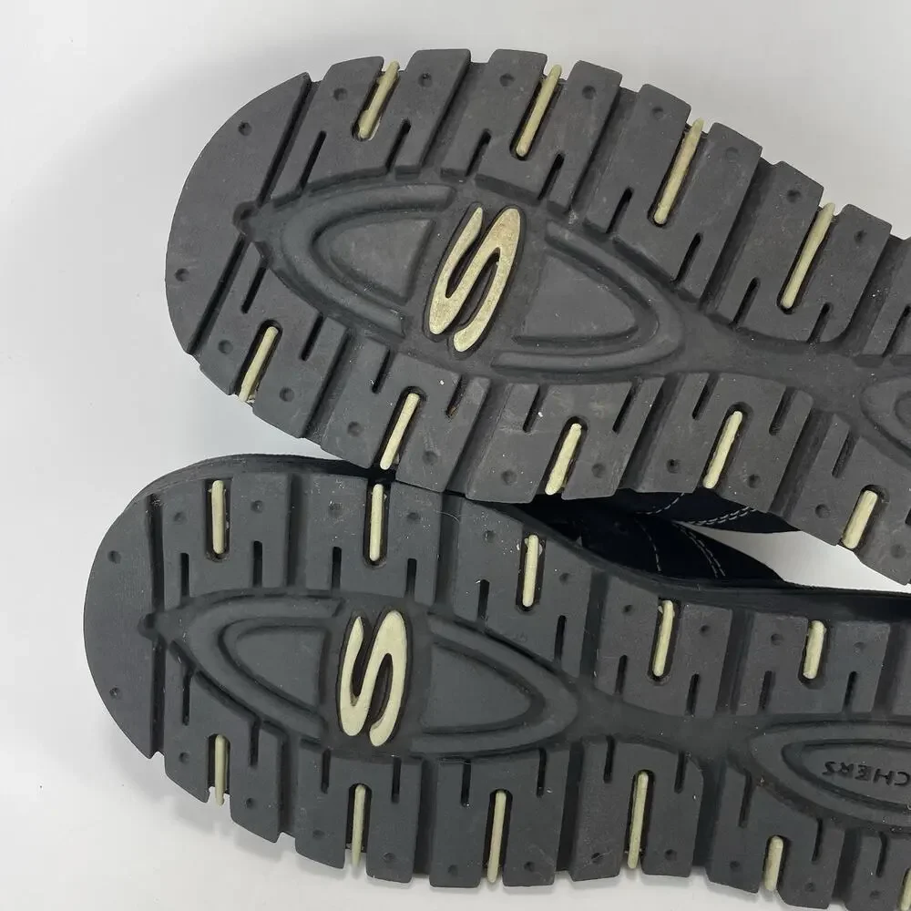 Skechers Sandals Womens Size 7 Vintage Black Sporty Y2K Thick Sole Slides